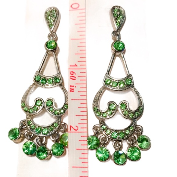 Green Crystal Chandelier Earring - Picture 4 of 5